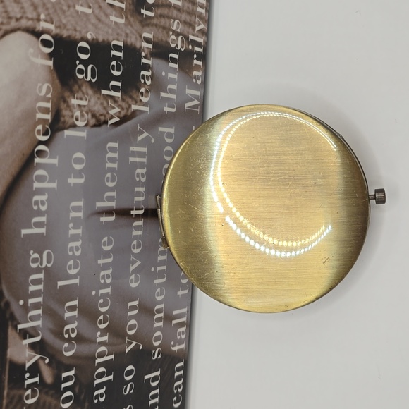 Jeweled Colorful Rhinestone Cabochons Ornate Brass Mirror Compact - Picture 9 of 13